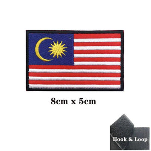 Malaysia Flag Patch - Iron On/Hook & Loop Patch