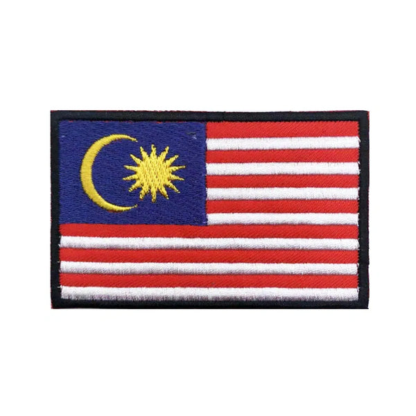 Malaysia Flag Patch - Iron On/Hook & Loop Patch