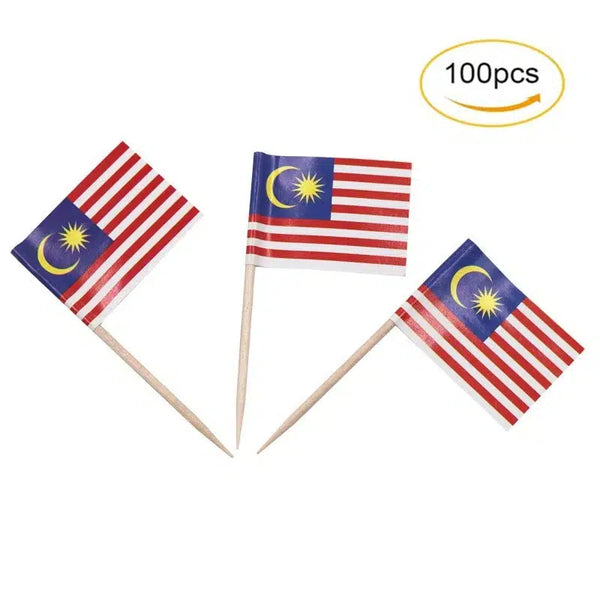 Malaysia Flag Toothpicks - Cupcake Toppers (100Pcs)