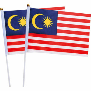 Malaysia Flag on Stick - Small Handheld Flag (50/100Pcs)