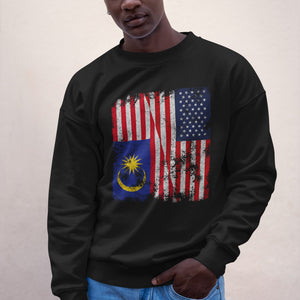 Malaysia USA Flag - Half American Sweatshirt