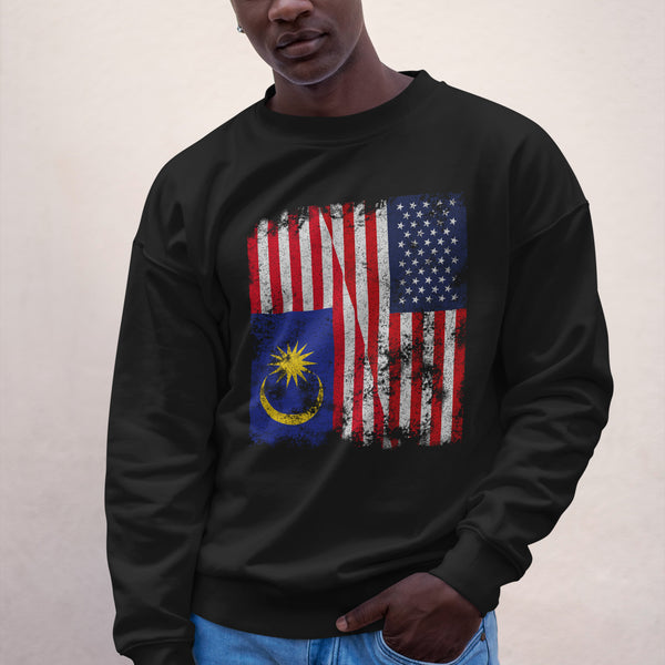 Malaysia USA Flag - Half American Sweatshirt
