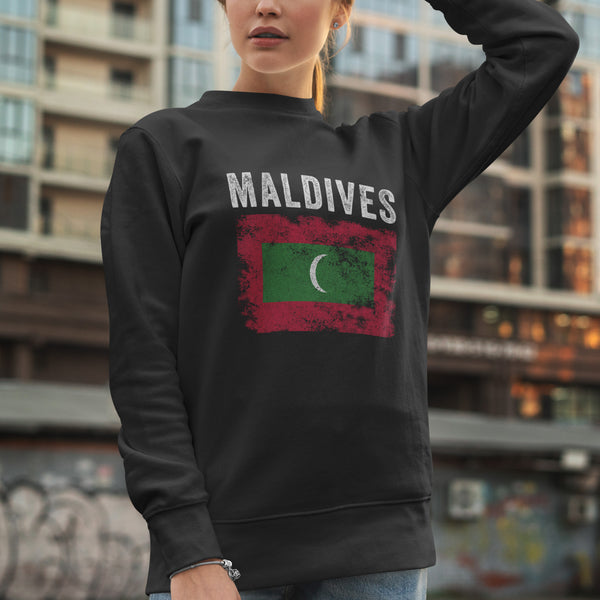 Maldives Flag Distressed Maldivian Flag Sweatshirt