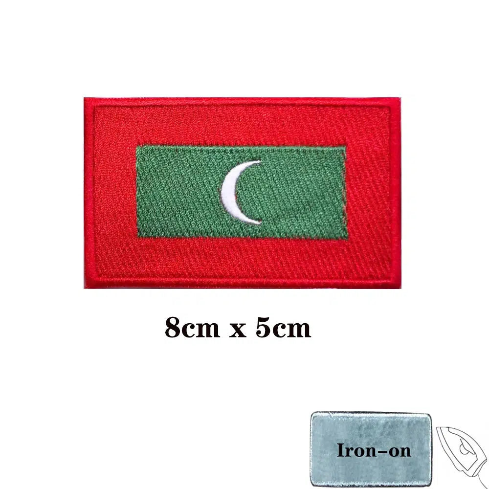 Maldives Flag Patch - Iron On/Hook & Loop Patch