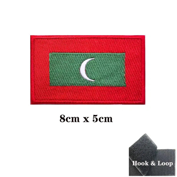 Maldives Flag Patch - Iron On/Hook & Loop Patch