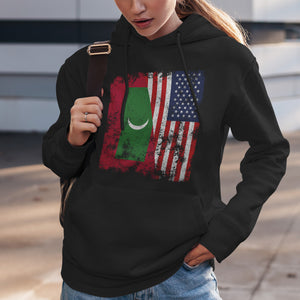 Maldives USA Flag - Half American Hoodie