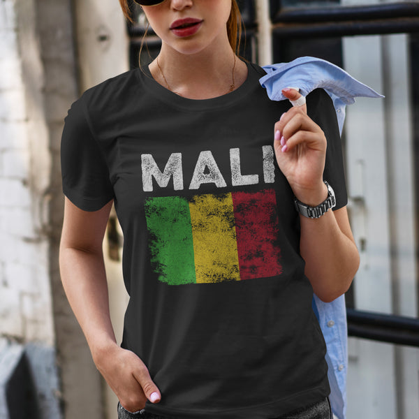 Mali Flag Distressed - Malian Flag T-Shirt