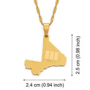 Mali Flag Map Necklace