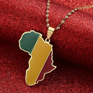 Mali Flag Map Necklace