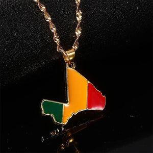 Mali Flag Map Necklace