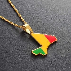 Mali Flag Map Necklace