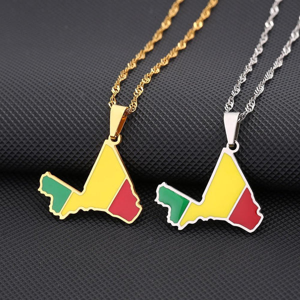 Mali Flag Map Necklace