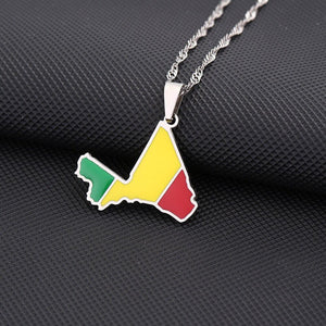 Mali Flag Map Necklace