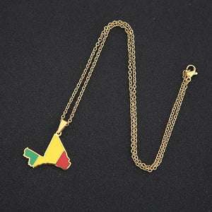 Mali Flag Map Necklace