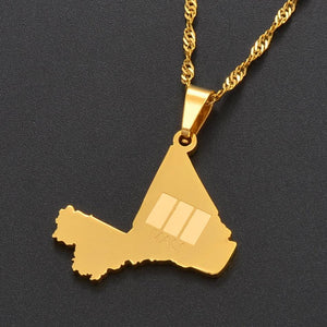 Mali Flag Map Necklace