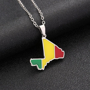 Mali Flag Map Necklace