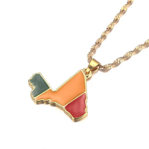 Mali Flag Map Necklace