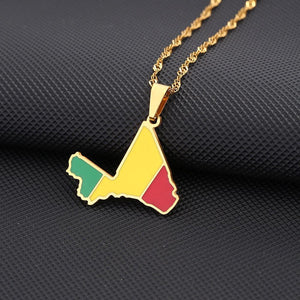 Mali Flag Map Necklace