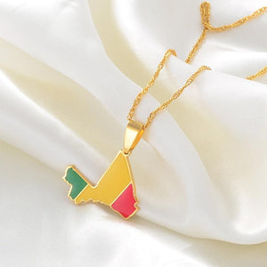 Mali Flag Map Necklace