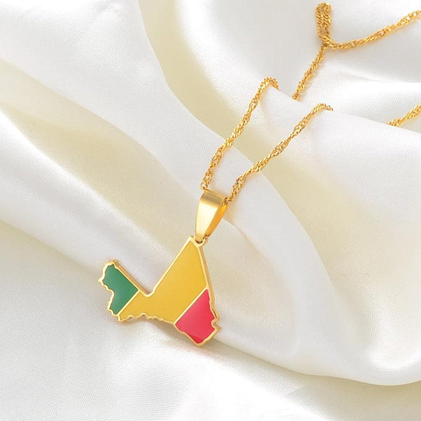 Mali Flag Map Necklace