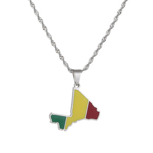 Mali Flag Map Necklace