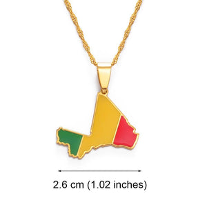 Mali Flag Map Necklace