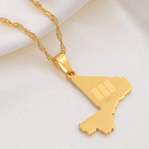 Mali Flag Map Necklace