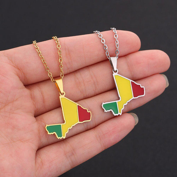 Mali Flag Map Necklace