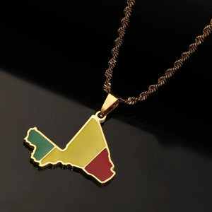 Mali Flag Map Necklace