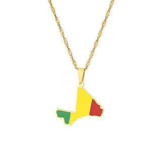 Mali Flag Map Necklace