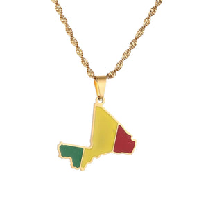 Mali Flag Map Necklace