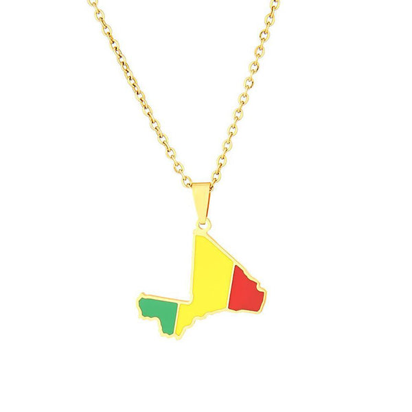 Mali Flag Map Necklace