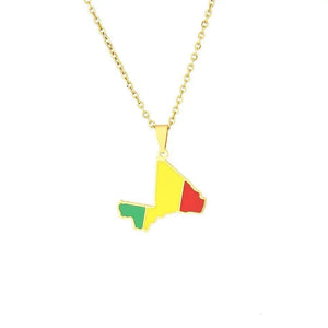 Mali Flag Map Necklace