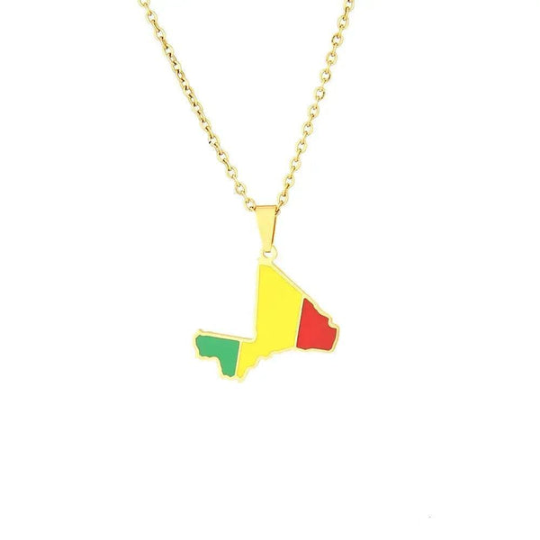 Mali Flag Map Necklace