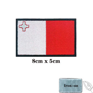 Malta Flag Patch - Iron On/Hook & Loop Patch