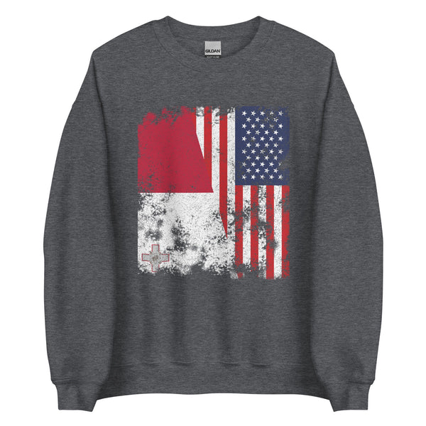 Malta USA Flag - Half American Sweatshirt