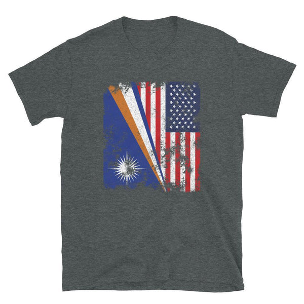 Marshall Islands USA Flag Half American T-Shirt