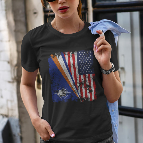 Marshall Islands USA Flag Half American T-Shirt