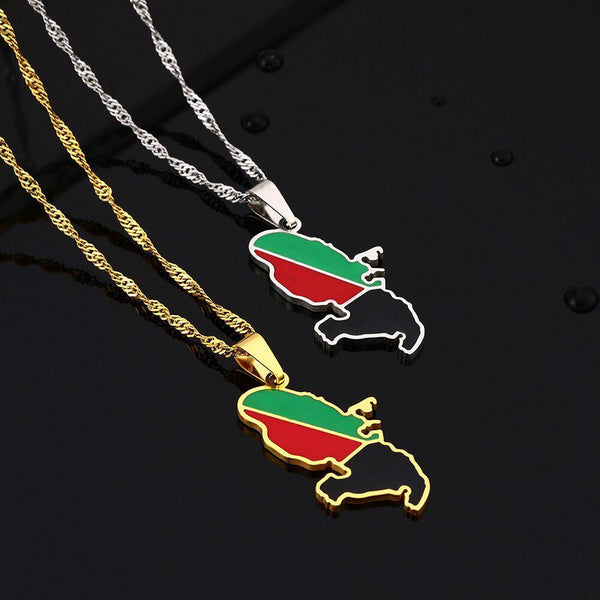 Martinique Flag Map Necklace