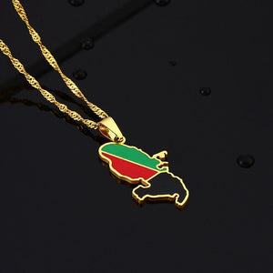 Martinique Flag Map Necklace