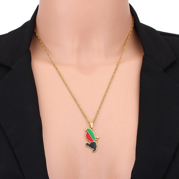 Martinique Flag Map Necklace