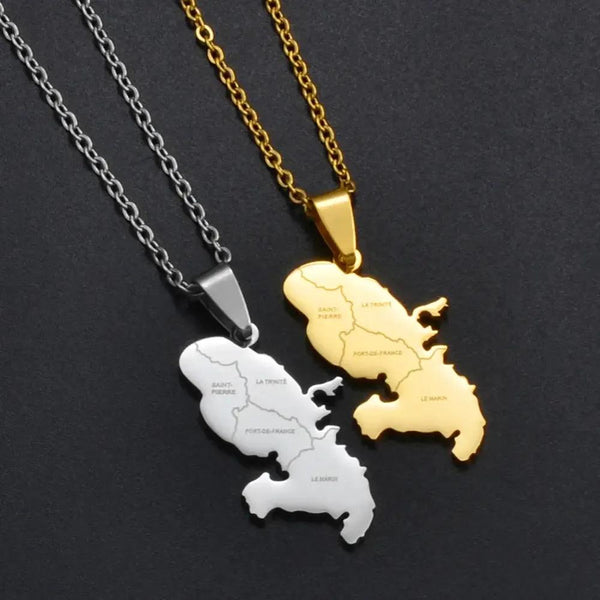 Martinique Map Necklace
