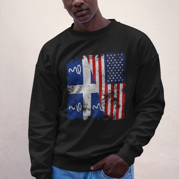 Martinique USA Flag Sweatshirt Black / S
