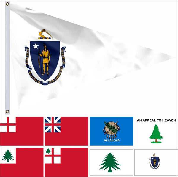 Massachusetts Flags - 90x150cm(3x5ft) - 60x90cm(2x3ft)