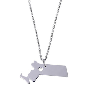 Massachusetts USA Map Necklace