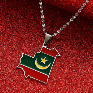 Mauritania Flag Map Necklace