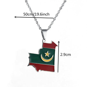 Mauritania Flag Map Necklace