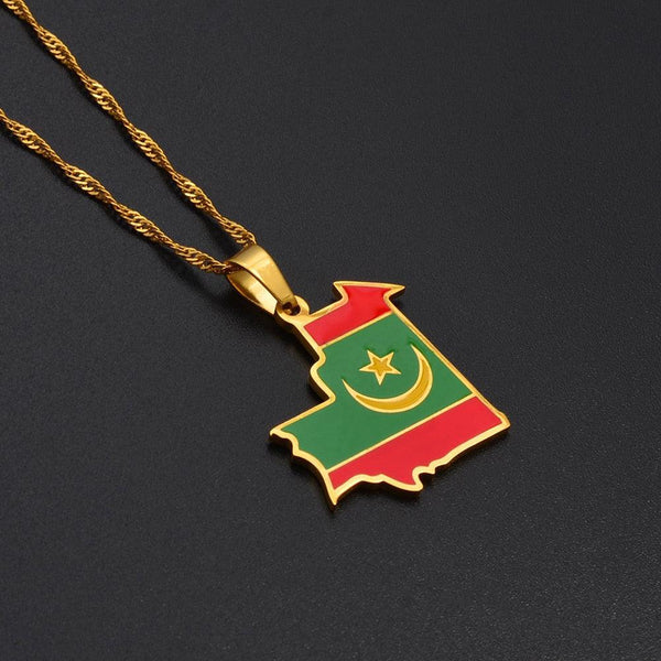 Mauritania Flag Map Necklace