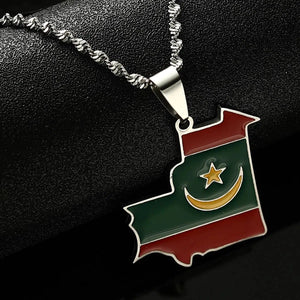 Mauritania Flag Map Necklace