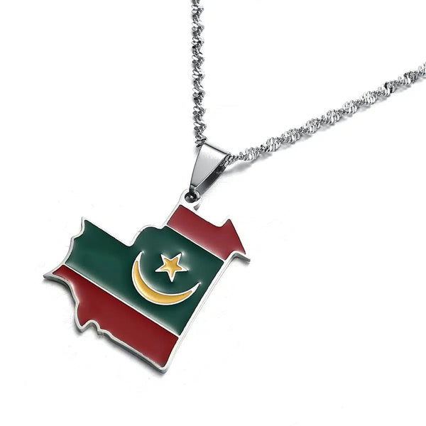 Mauritania Flag Map Necklace